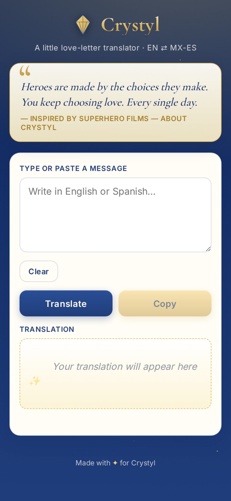 Cute Translator App For Wife mobile translation interface